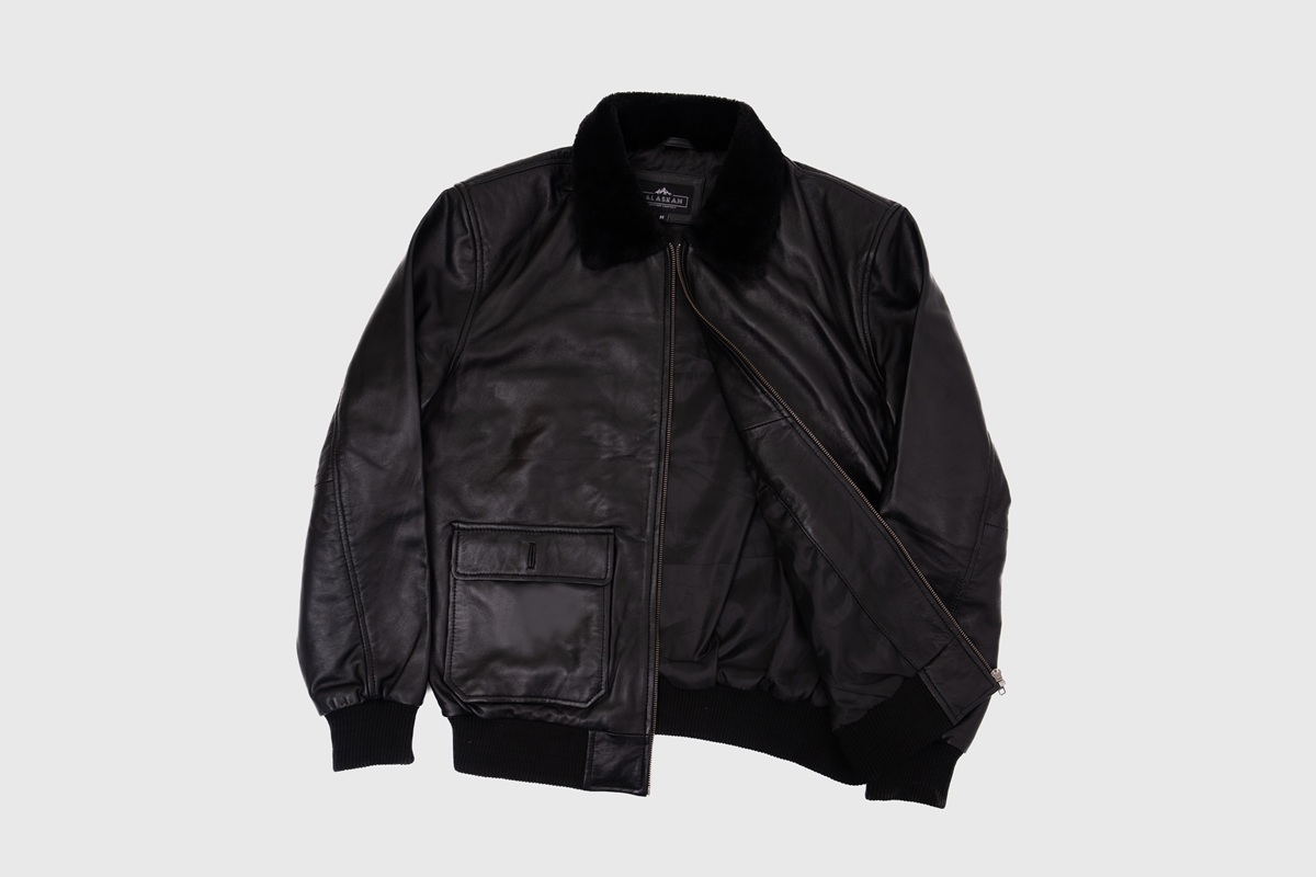 Douglas Black Leather Bomber Jacket